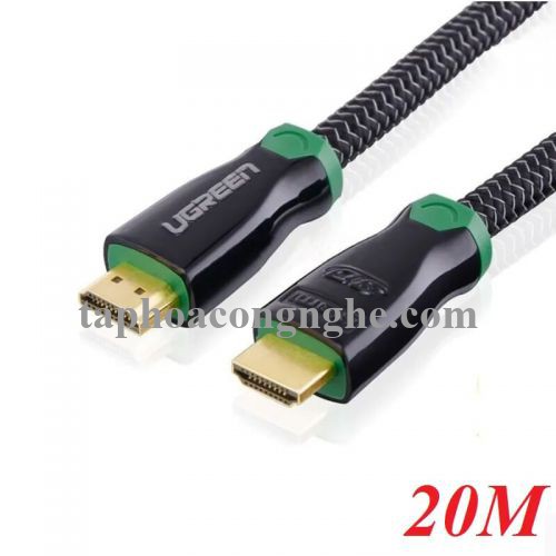 Ugreen 10299 20M Màu đen Đầu nối kim loại cáp Hdmi cao cấp với nylon 1.4V Full Copper 19 + 1 HD126 30010299